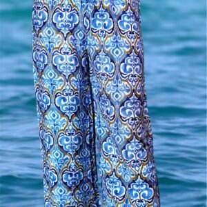 Pantaloni Largi Blue Pattern