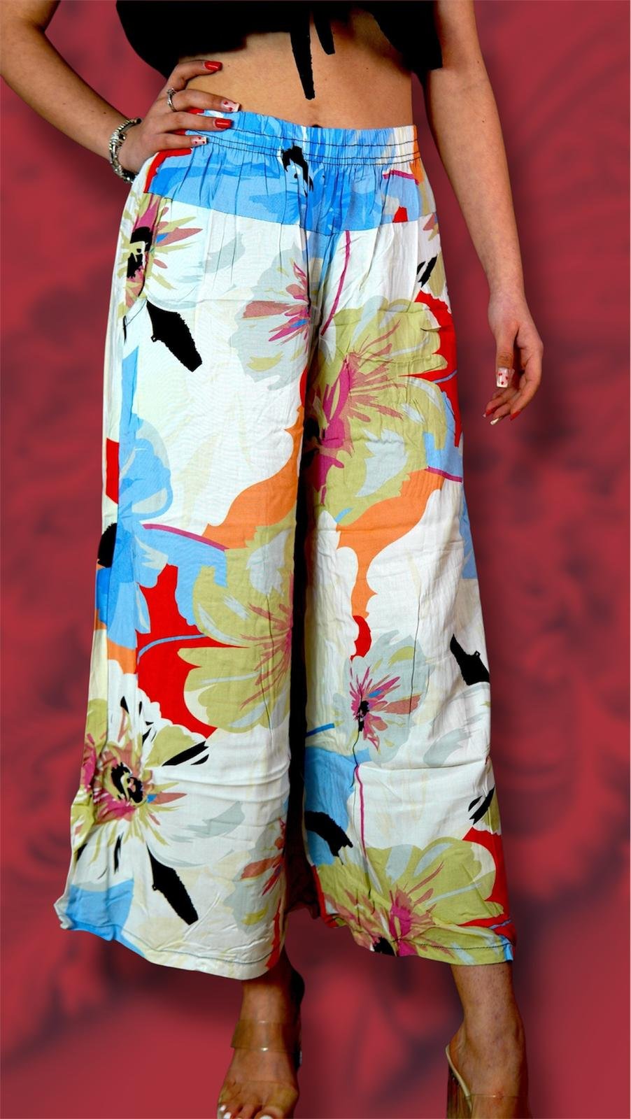 Pantaloni Largi Floral Summer Bloom