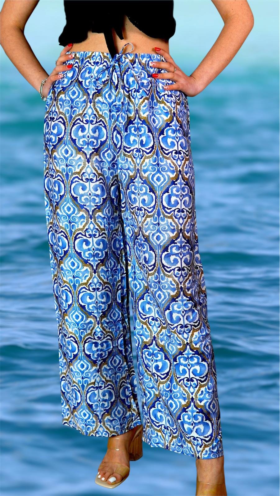 Pantaloni Largi Blue Pattern