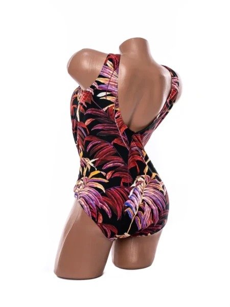 Costum de Baie de Damă din Două Piese, Sutien Balconette cu Detaliu Metalic și Imprimeu Tropical / Floral - Image 3