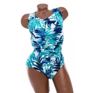 Costum de Baie de Damă din Două Piese, Sutien Balconette cu Detaliu Metalic și Imprimeu Tropical / Floral