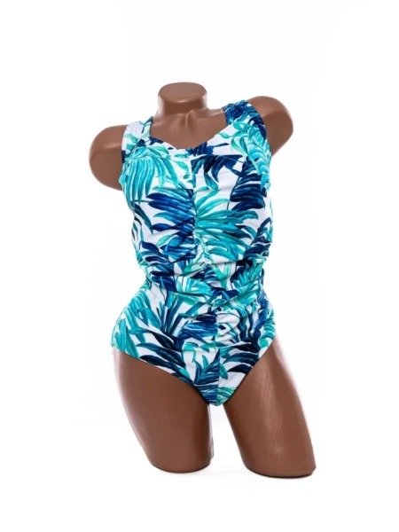 Costum de Baie de Damă din Două Piese, Sutien Balconette cu Detaliu Metalic și Imprimeu Tropical / Floral