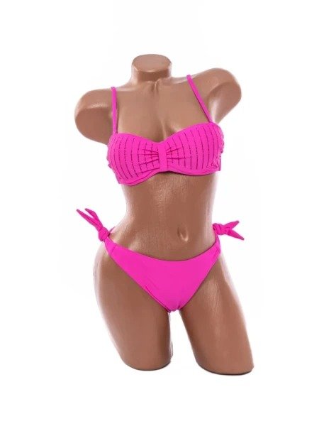 Costum de Baie Din Două Piese Bandă cu Strasuri și Slip cu Șnururi - Image 7
