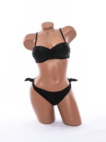 Costum de Baie Din Două Piese Bandă cu Strasuri și Slip cu Șnururi - Image 6