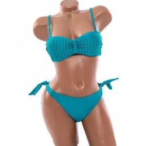 Costum de Baie Din Două Piese Bandă cu Strasuri și Slip cu Șnururi