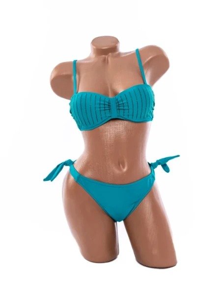 Costum de Baie Din Două Piese Bandă cu Strasuri și Slip cu Șnururi