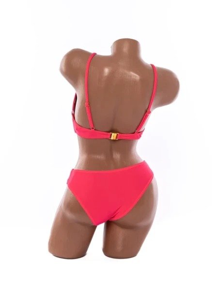 Costum de Baie Din Două Piese cu Cupe Push-Up și Lanț Auriu în V - Image 3