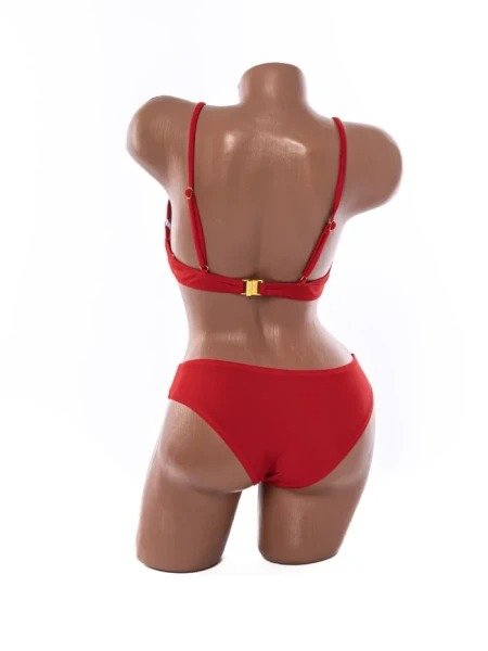 Costum de Baie Din Două Piese cu Cupe Push-Up și Lanț Auriu în V - Image 6