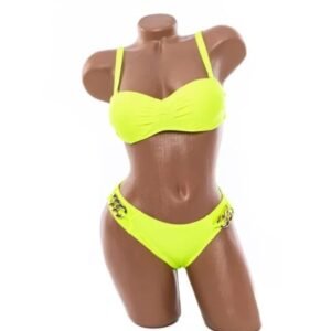 Costum de Baie Din Două Piese Bandeau cu Lanț Auriu pe Șolduri