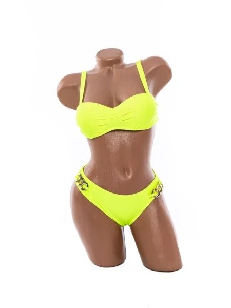 Costum de Baie Din Două Piese Bandeau cu Lanț Auriu pe Șolduri