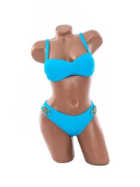 Costum de Baie Din Două Piese Bandeau cu Lanț Auriu pe Șolduri - Image 8